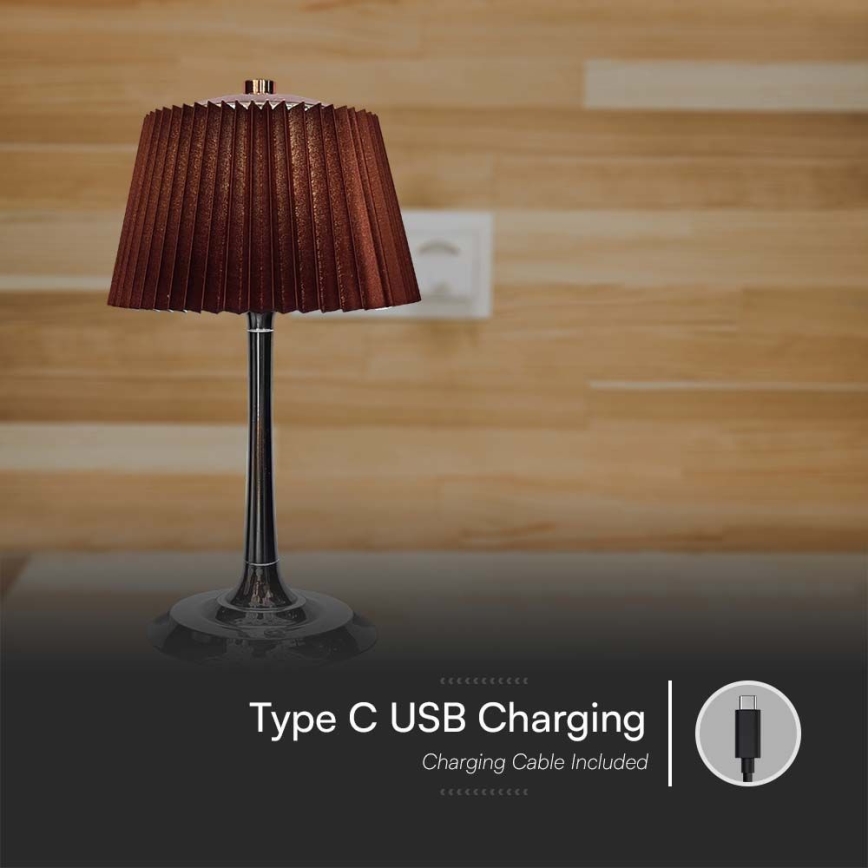 LED Candeeiro de mesa tácil recarregável com regulação LED/1,5W/5V 3000/4000/6000K 1800 mAh castanho