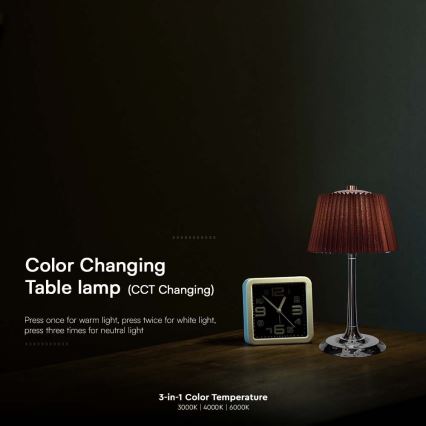LED Candeeiro de mesa tácil recarregável com regulação LED/1,5W/5V 3000/4000/6000K 1800 mAh castanho