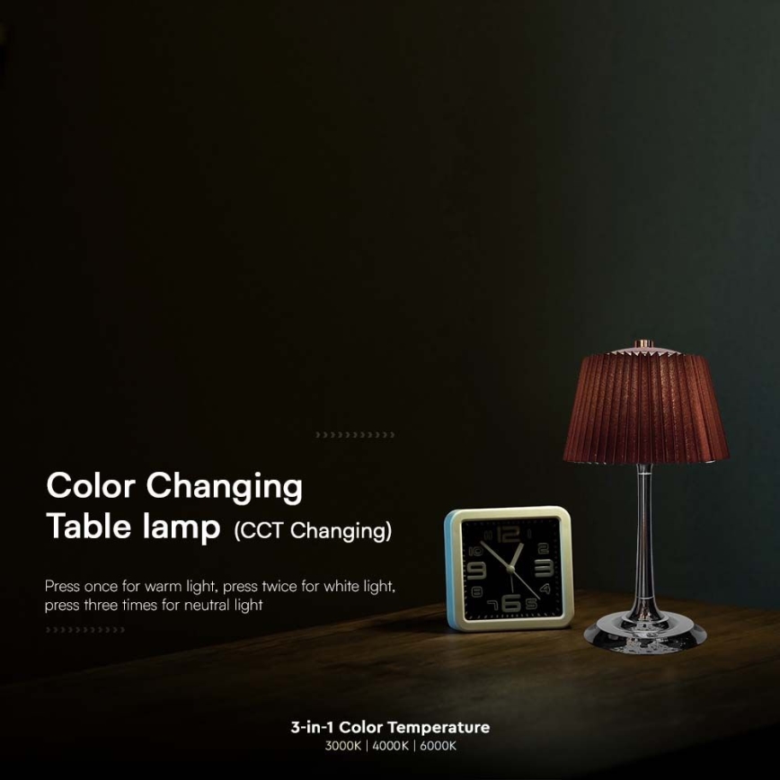 LED Candeeiro de mesa tácil recarregável com regulação LED/1,5W/5V 3000/4000/6000K 1800 mAh castanho