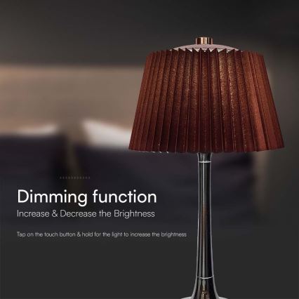 LED Candeeiro de mesa tácil recarregável com regulação LED/1,5W/5V 3000/4000/6000K 1800 mAh castanho