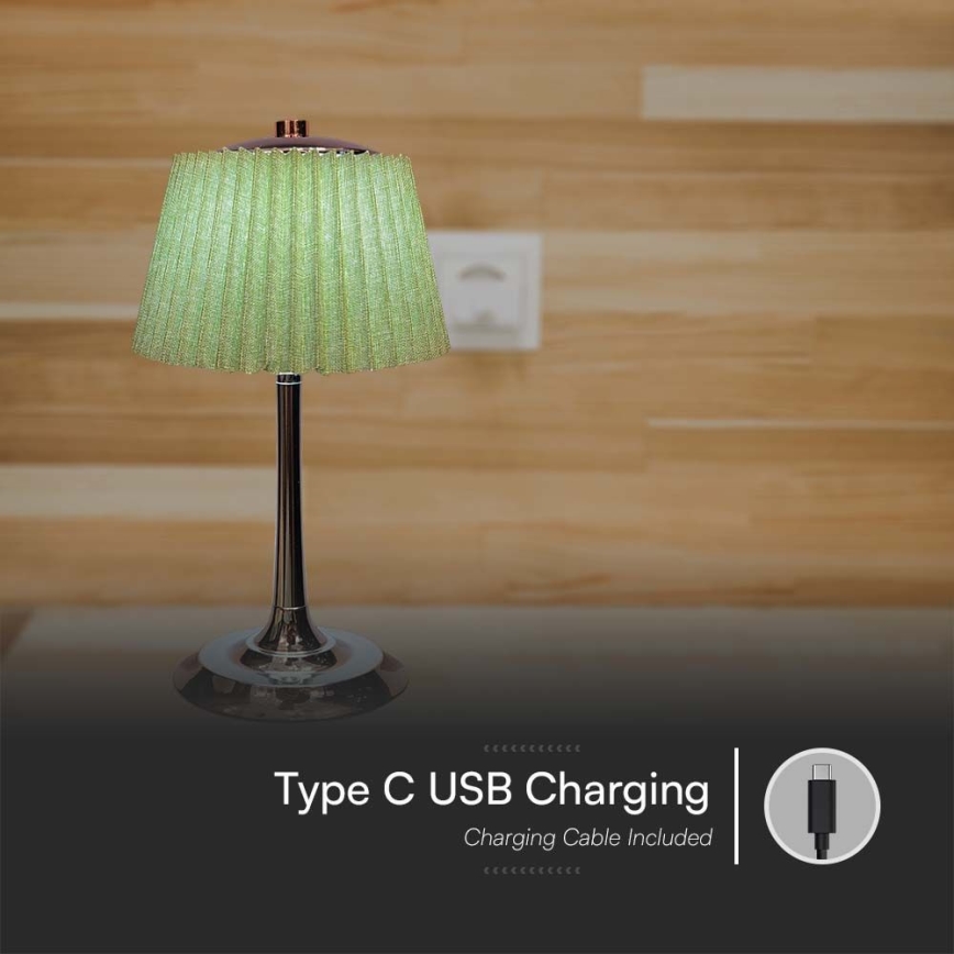 LED Candeeiro de mesa tácil recarregável com regulação LED/1,5W/5V 3000/4000/6000K 1800 mAh verde