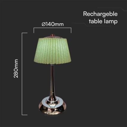 LED Candeeiro de mesa tácil recarregável com regulação LED/1,5W/5V 3000/4000/6000K 1800 mAh verde