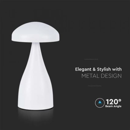 LED Candeeiro de mesa tácil recarregável com regulação LED/1W/5V 3000-6000K 1800 mAh branco