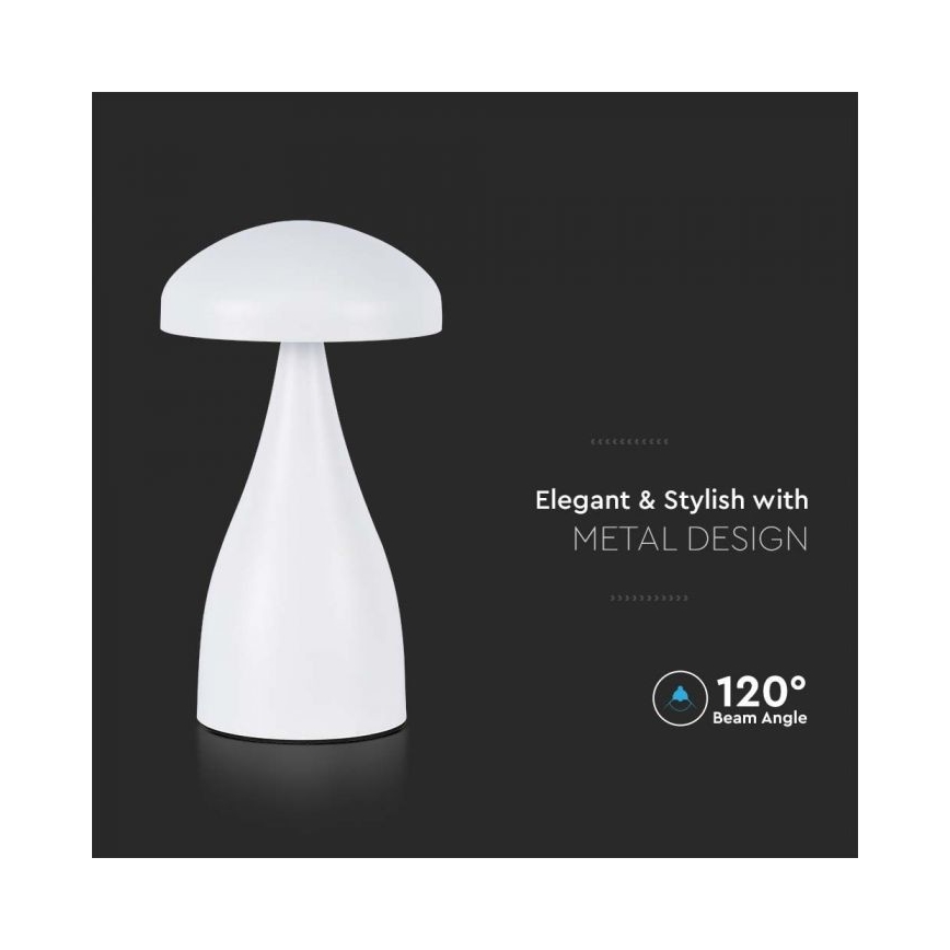 LED Candeeiro de mesa tácil recarregável com regulação LED/1W/5V 3000-6000K 1800 mAh branco