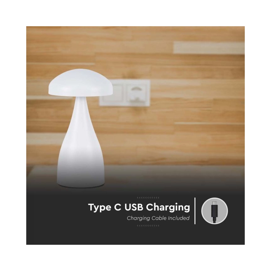 LED Candeeiro de mesa tácil recarregável com regulação LED/1W/5V 3000-6000K 1800 mAh branco