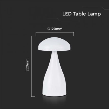 LED Candeeiro de mesa tácil recarregável com regulação LED/1W/5V 3000-6000K 1800 mAh branco