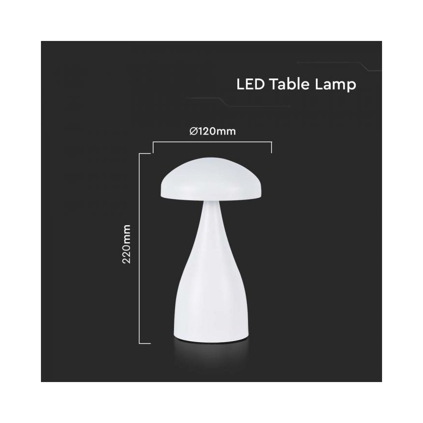 LED Candeeiro de mesa tácil recarregável com regulação LED/1W/5V 3000-6000K 1800 mAh branco