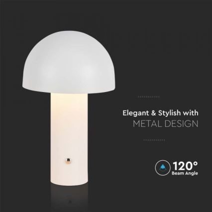 LED Candeeiro de mesa tácil recarregável com regulação LED/1W/5V 3000-6000K 1800 mAh branco