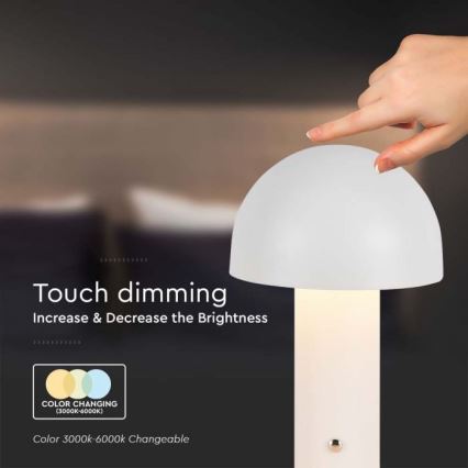 LED Candeeiro de mesa tácil recarregável com regulação LED/1W/5V 3000-6000K 1800 mAh branco