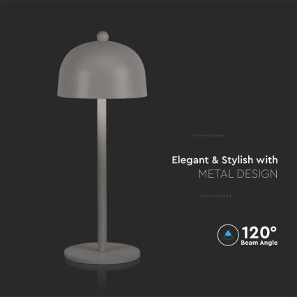 LED Candeeiro de mesa tácil recarregável com regulação LED/1W/5V 3000-6000K 1800 mAh cinzento