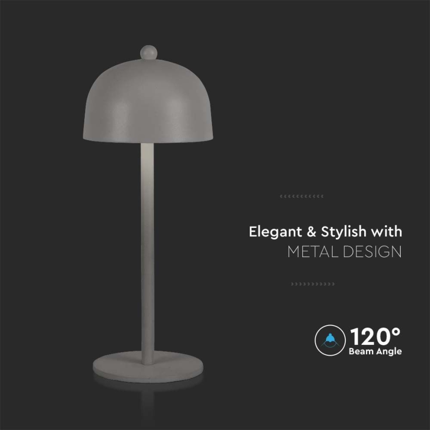 LED Candeeiro de mesa tácil recarregável com regulação LED/1W/5V 3000-6000K 1800 mAh cinzento