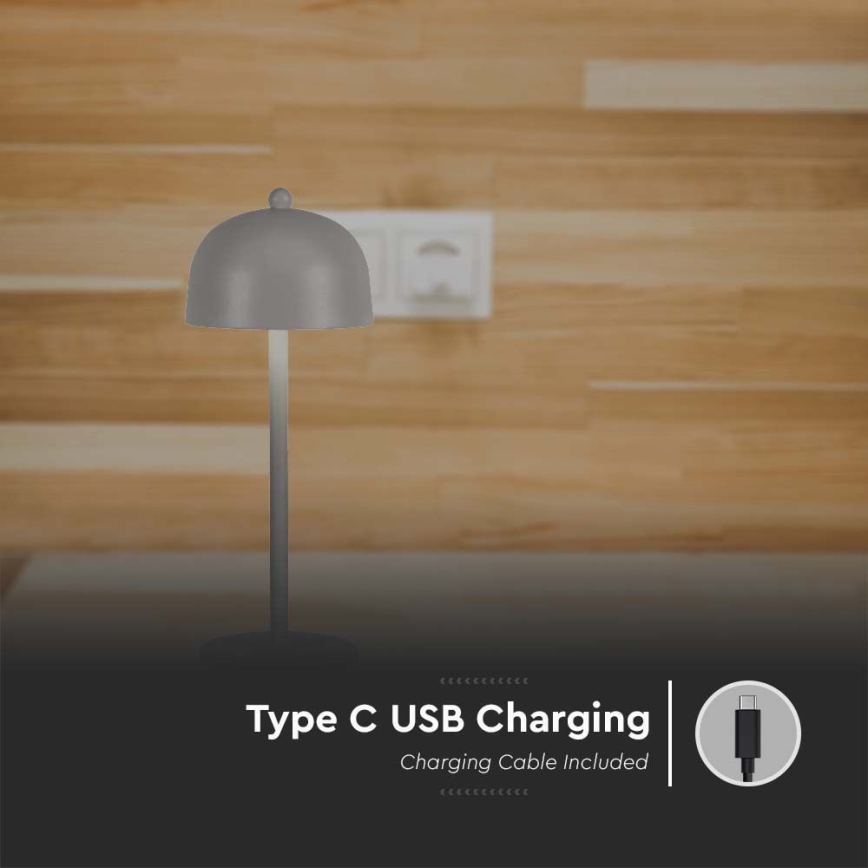 LED Candeeiro de mesa tácil recarregável com regulação LED/1W/5V 3000-6000K 1800 mAh cinzento