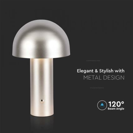 LED Candeeiro de mesa tácil recarregável com regulação LED/1W/5V 3000-6000K 1800 mAh dourada
