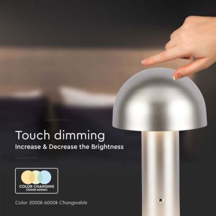 LED Candeeiro de mesa tácil recarregável com regulação LED/1W/5V 3000-6000K 1800 mAh dourada