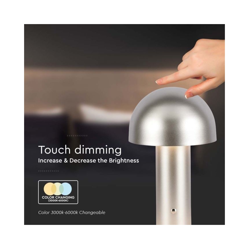 LED Candeeiro de mesa tácil recarregável com regulação LED/1W/5V 3000-6000K 1800 mAh dourada