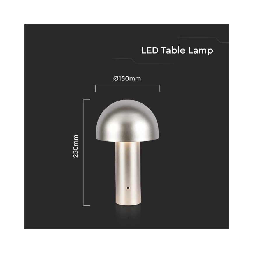 LED Candeeiro de mesa tácil recarregável com regulação LED/1W/5V 3000-6000K 1800 mAh dourada