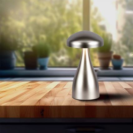LED Candeeiro de mesa tácil recarregável com regulação LED/1W/5V 3000-6000K 1800 mAh prateado