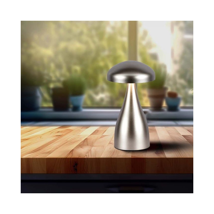 LED Candeeiro de mesa tácil recarregável com regulação LED/1W/5V 3000-6000K 1800 mAh prateado