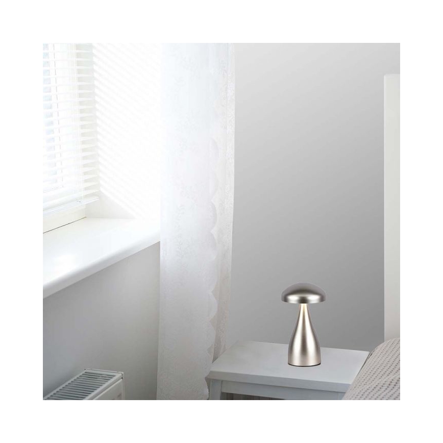 LED Candeeiro de mesa tácil recarregável com regulação LED/1W/5V 3000-6000K 1800 mAh prateado