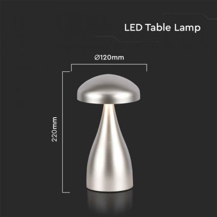 LED Candeeiro de mesa tácil recarregável com regulação LED/1W/5V 3000-6000K 1800 mAh prateado