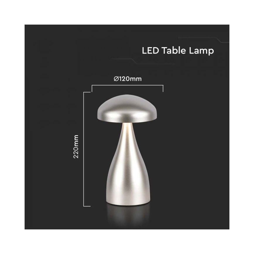 LED Candeeiro de mesa tácil recarregável com regulação LED/1W/5V 3000-6000K 1800 mAh prateado