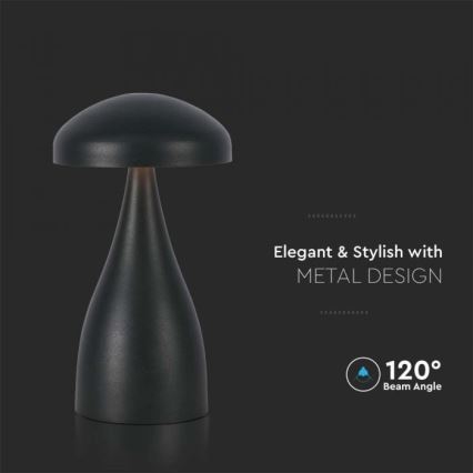 LED Candeeiro de mesa tácil recarregável com regulação LED/1W/5V 3000-6000K 1800 mAh preto