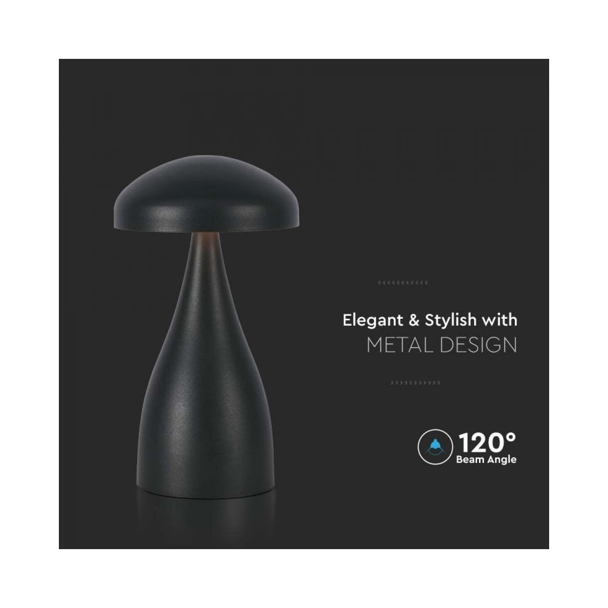LED Candeeiro de mesa tácil recarregável com regulação LED/1W/5V 3000-6000K 1800 mAh preto