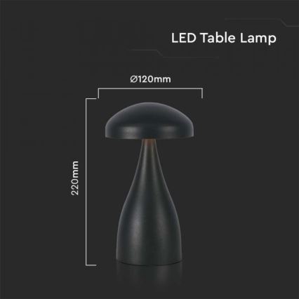 LED Candeeiro de mesa tácil recarregável com regulação LED/1W/5V 3000-6000K 1800 mAh preto