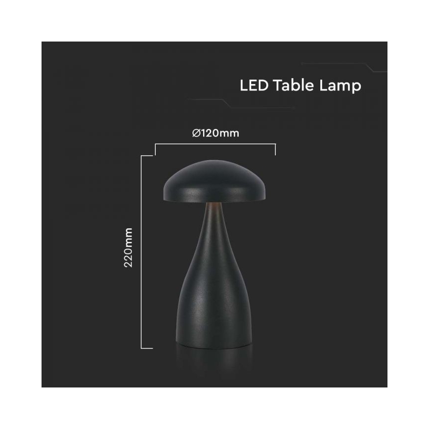 LED Candeeiro de mesa tácil recarregável com regulação LED/1W/5V 3000-6000K 1800 mAh preto