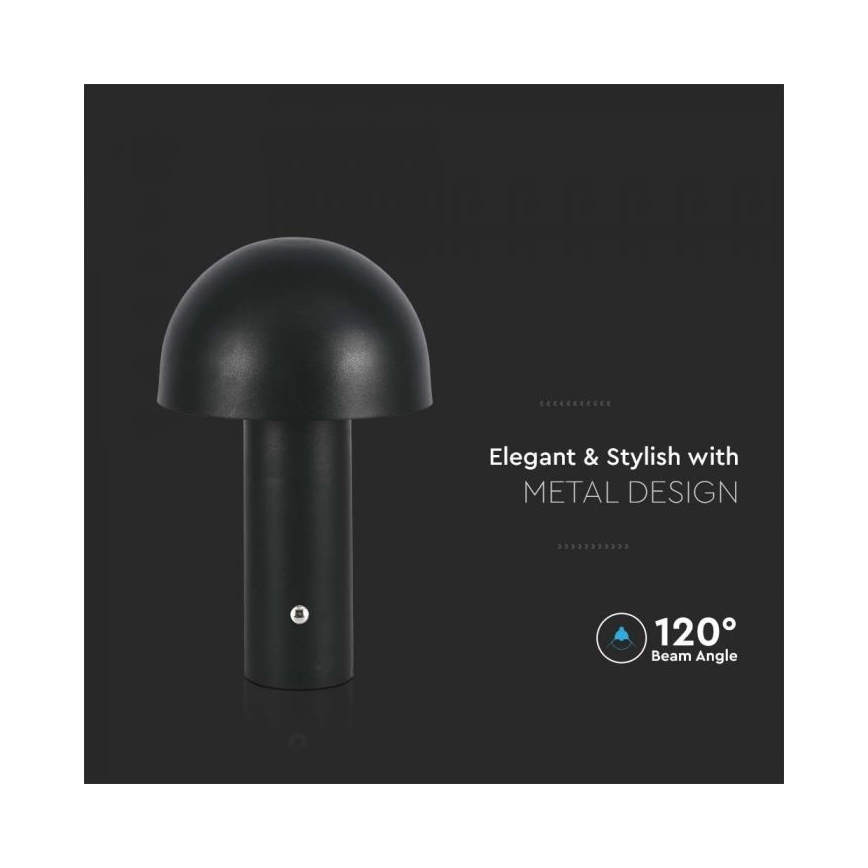 LED Candeeiro de mesa tácil recarregável com regulação LED/1W/5V 3000-6000K 1800 mAh preto