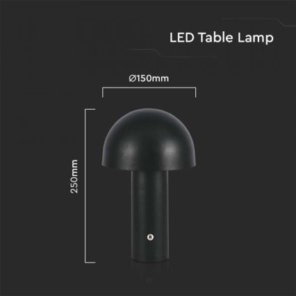 LED Candeeiro de mesa tácil recarregável com regulação LED/1W/5V 3000-6000K 1800 mAh preto