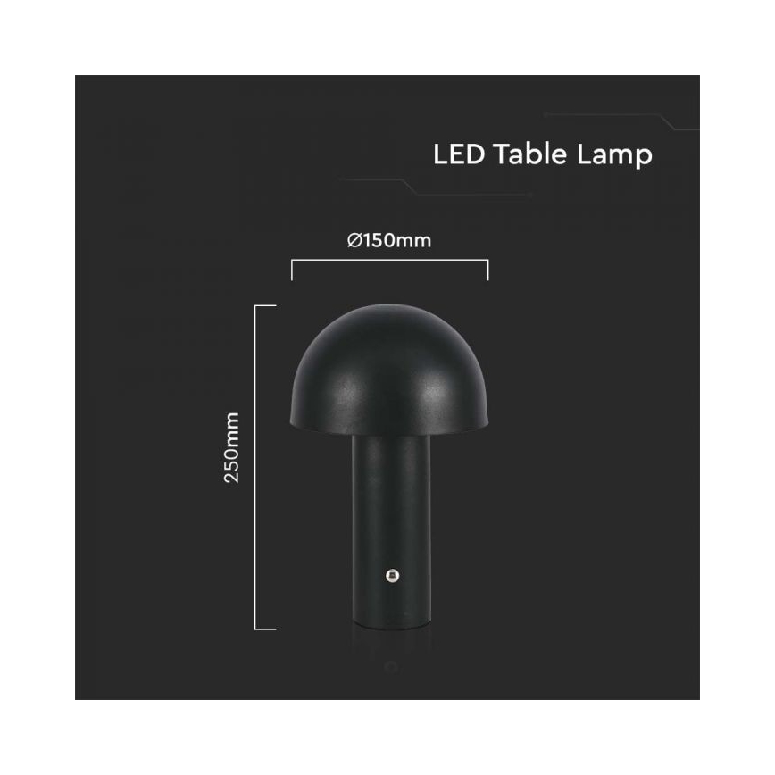 LED Candeeiro de mesa tácil recarregável com regulação LED/1W/5V 3000-6000K 1800 mAh preto