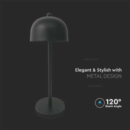 LED Candeeiro de mesa tácil recarregável com regulação LED/1W/5V 3000-6000K 1800 mAh preto