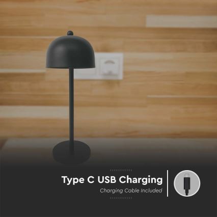LED Candeeiro de mesa tácil recarregável com regulação LED/1W/5V 3000-6000K 1800 mAh preto