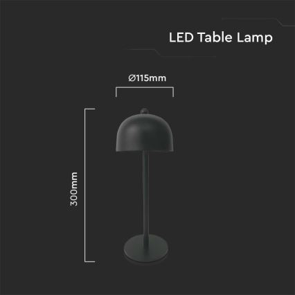 LED Candeeiro de mesa tácil recarregável com regulação LED/1W/5V 3000-6000K 1800 mAh preto