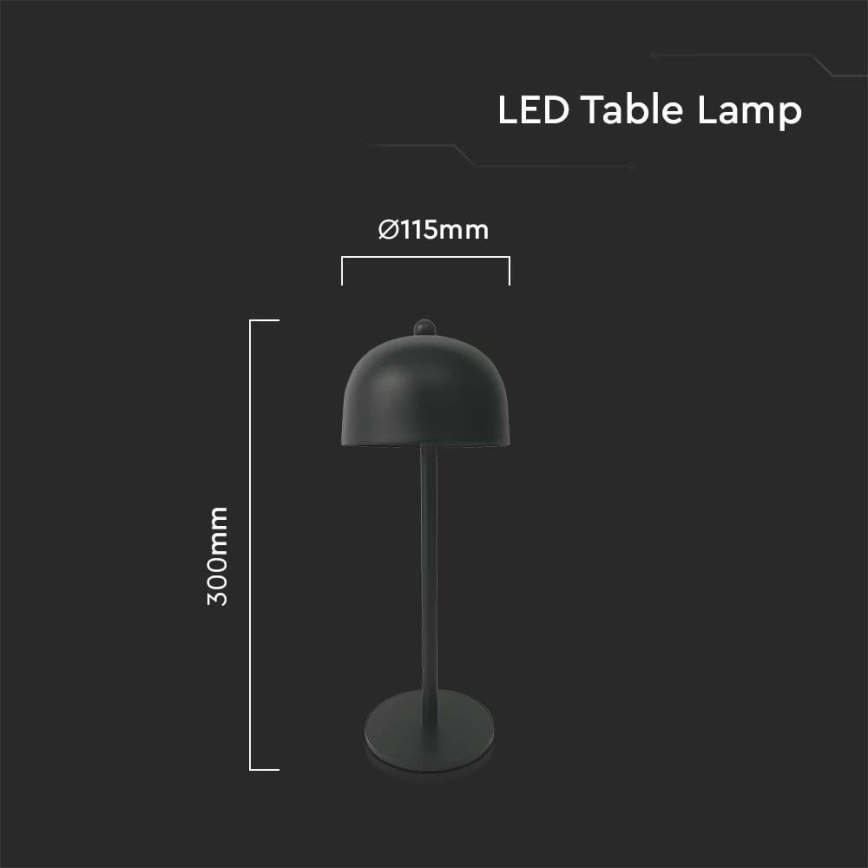 LED Candeeiro de mesa tácil recarregável com regulação LED/1W/5V 3000-6000K 1800 mAh preto