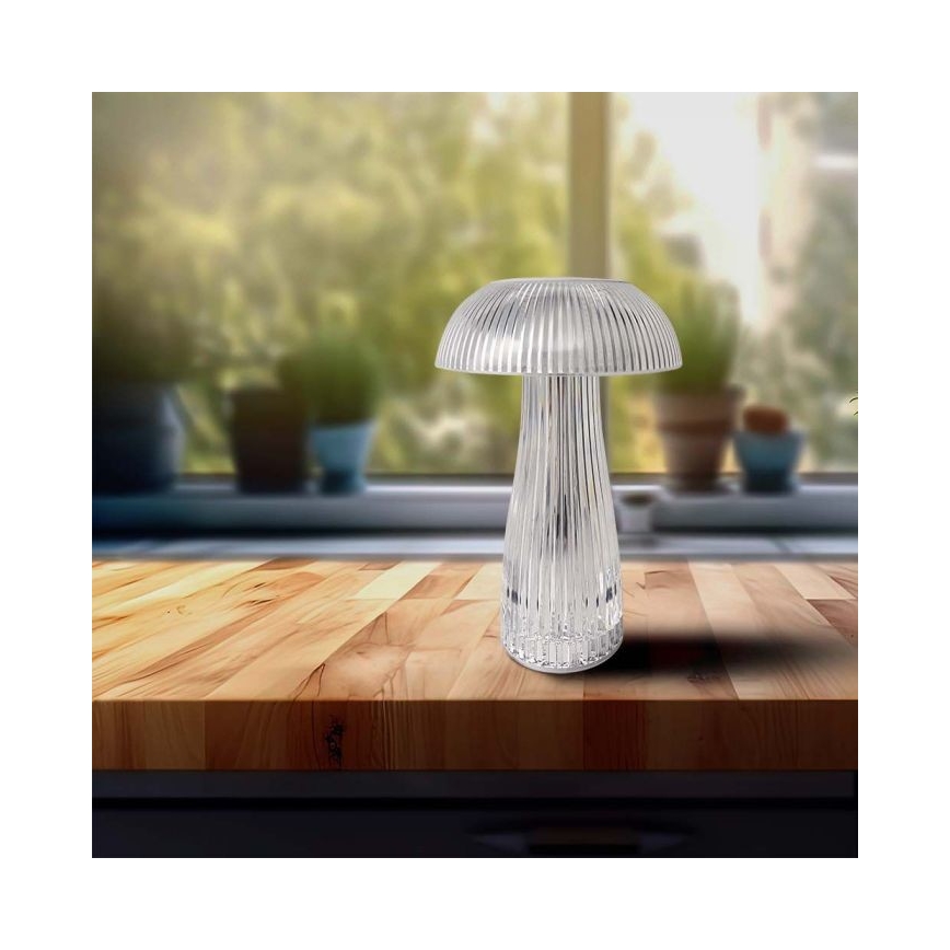 LED Candeeiro de mesa tácil recarregável com regulação LED/1W/5V 3000-6000K 1800 mAh transparente