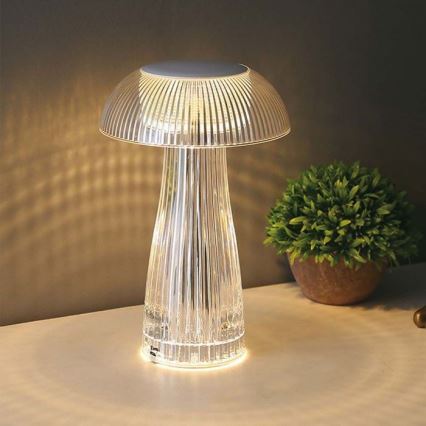 LED Candeeiro de mesa tácil recarregável com regulação LED/1W/5V 3000-6000K 1800 mAh transparente