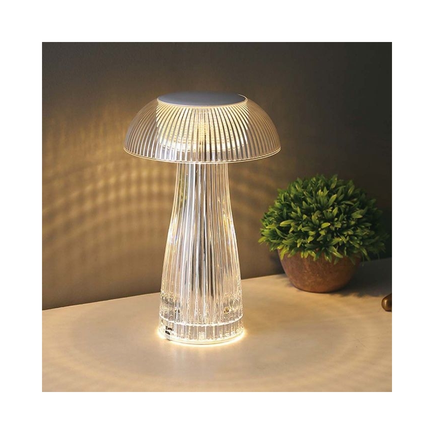 LED Candeeiro de mesa tácil recarregável com regulação LED/1W/5V 3000-6000K 1800 mAh transparente
