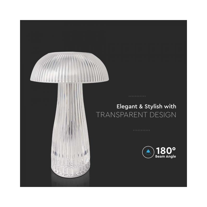 LED Candeeiro de mesa tácil recarregável com regulação LED/1W/5V 3000-6000K 1800 mAh transparente