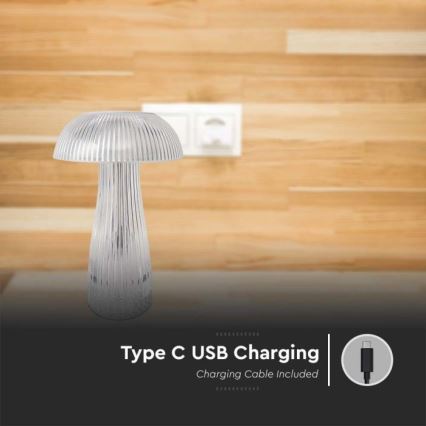 LED Candeeiro de mesa tácil recarregável com regulação LED/1W/5V 3000-6000K 1800 mAh transparente