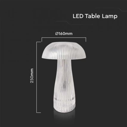 LED Candeeiro de mesa tácil recarregável com regulação LED/1W/5V 3000-6000K 1800 mAh transparente