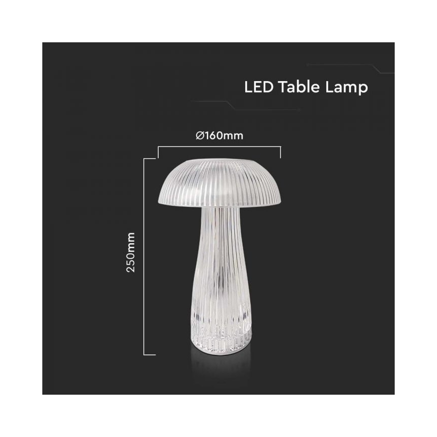 LED Candeeiro de mesa tácil recarregável com regulação LED/1W/5V 3000-6000K 1800 mAh transparente