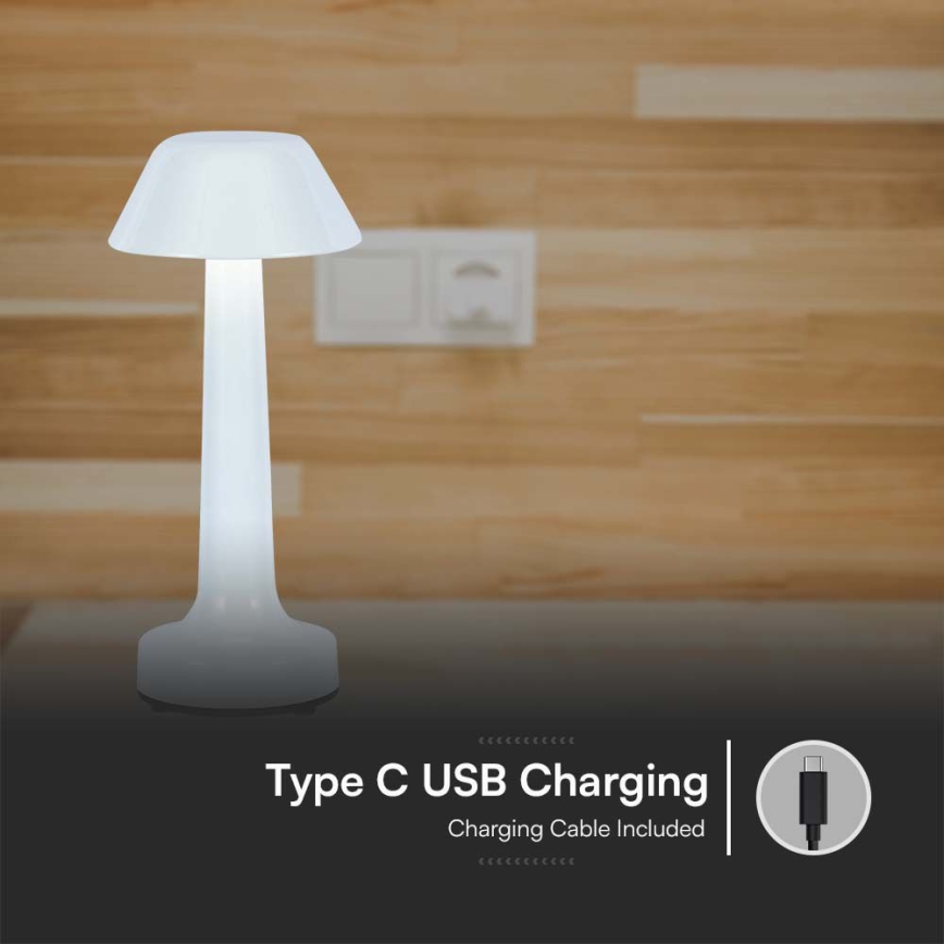 LED Candeeiro de mesa tácil recarregável com regulação LED/1W/5V 3000-6000K 1800 mAh branco