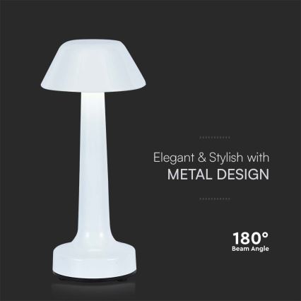 LED Candeeiro de mesa tácil recarregável com regulação LED/1W/5V 3000-6000K 1800 mAh branco