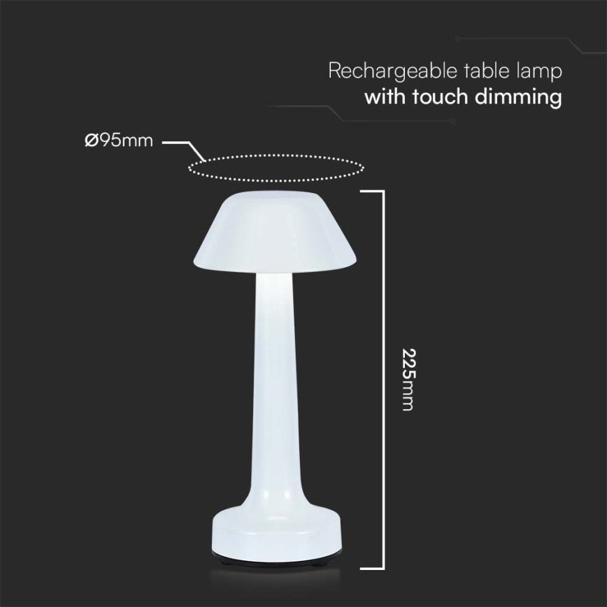 LED Candeeiro de mesa tácil recarregável com regulação LED/1W/5V 3000-6000K 1800 mAh branco