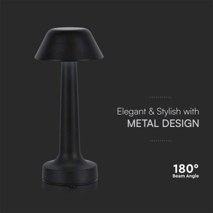 LED Candeeiro de mesa tácil recarregável com regulação LED/1W/5V 3000-6000K 1800 mAh preto