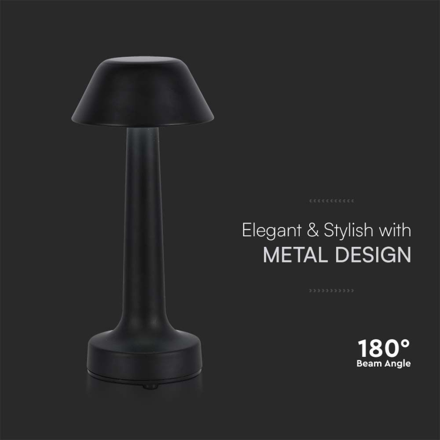 LED Candeeiro de mesa tácil recarregável com regulação LED/1W/5V 3000-6000K 1800 mAh preto