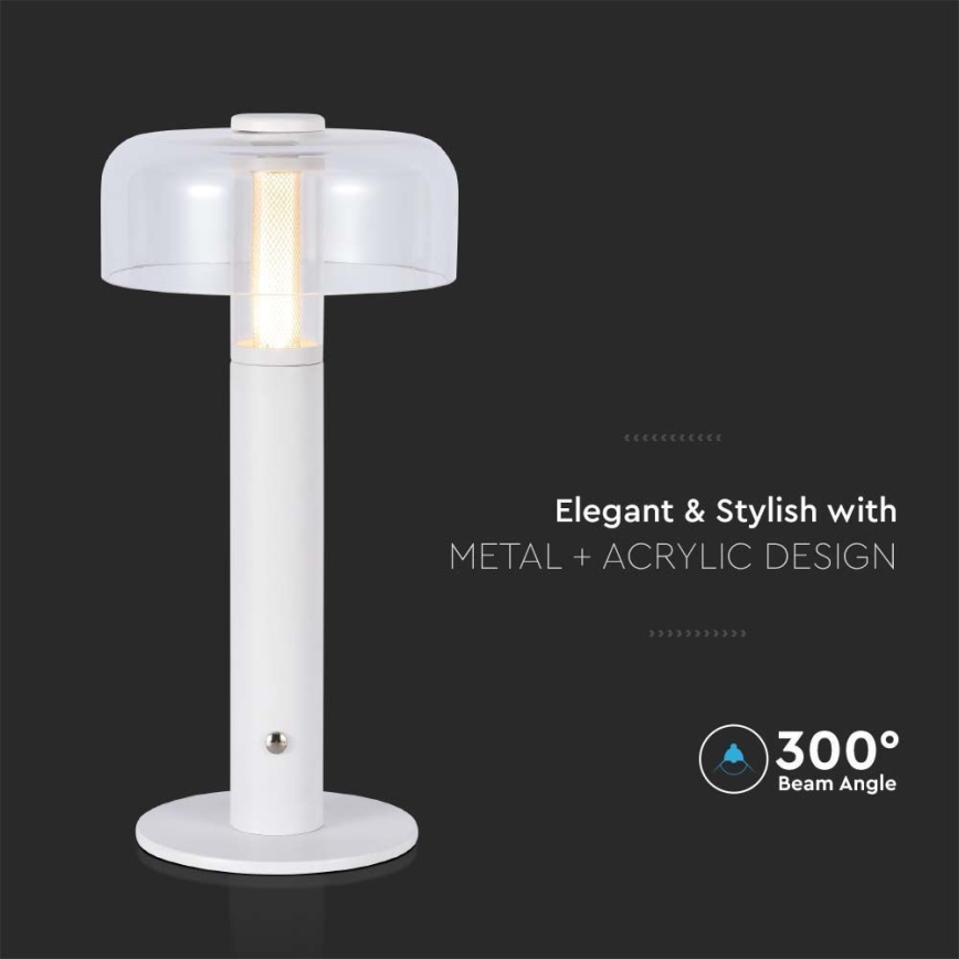 LED Candeeiro de mesa tácil recarregável com regulação LED/1W/5V 3000K 1800 mAh branco