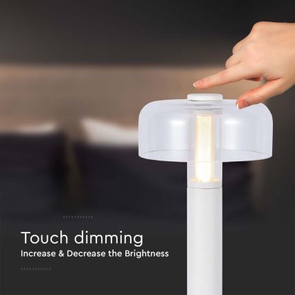 LED Candeeiro de mesa tácil recarregável com regulação LED/1W/5V 3000K 1800 mAh branco
